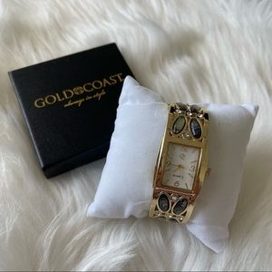New Gold Coast Bangle Wrist Watch with Abalone Stones
